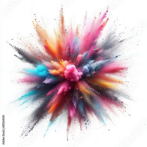 Splash and explosion of powder colors isolated on a white background 