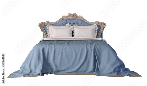 Classic blue bed isolated PNG