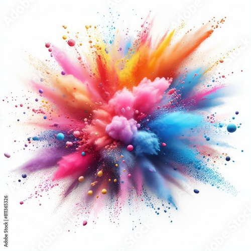 Splash and explosion of powder colors isolated on a white background 