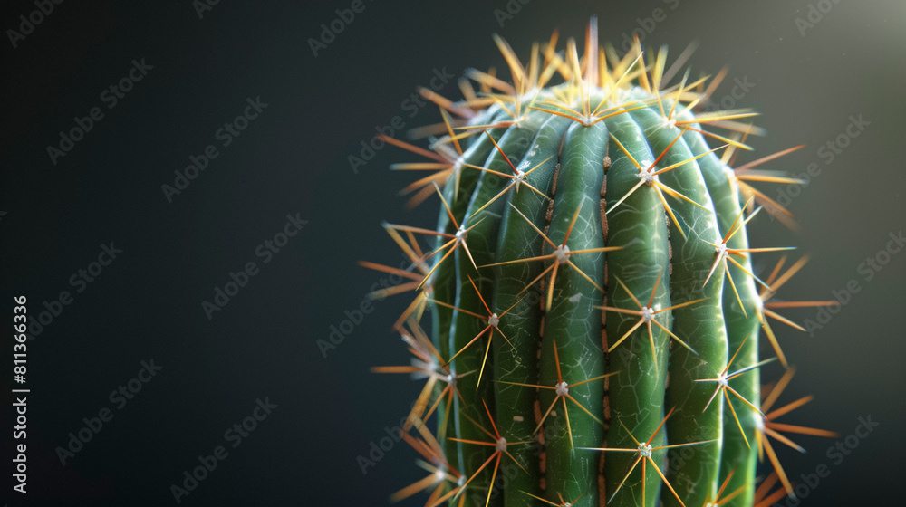 Vibrant Close-Up, Cactus Spikes with neutral dark background Vibrant Close-Up, Cactus Spikes with neutral dark background