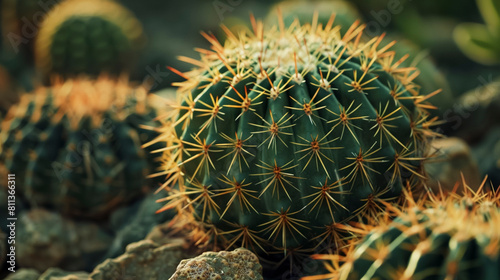 Warm Toned Cactus Spikes  Detailed Close-Up Photography
