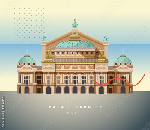 The Palais Garnier - Landmark Opera House - Paris France Stock Illustration