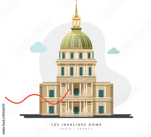 The Dome des Invalides - Paris, France - Stock Illustration