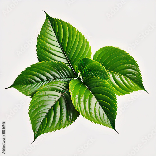 green leaves isolated on white background