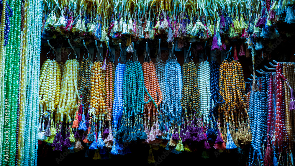 Fototapeta premium Muslim prayer beads ( tesbih ) in different patterns and colors.