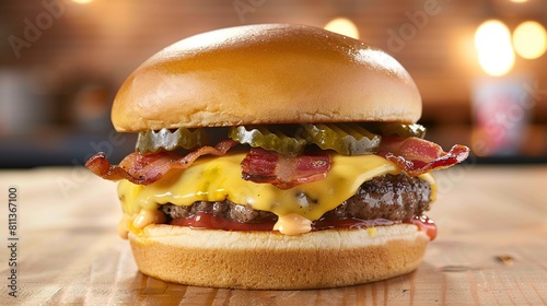 Nothing beats our cheeseburger, loaded with melted cheese, crispy bacon, and tangy . Generative Ai