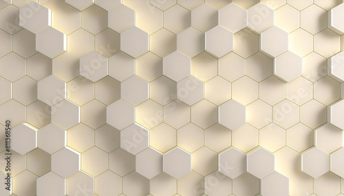 White yellow geometric hexagonal honeycomb shape texture background 3d concept