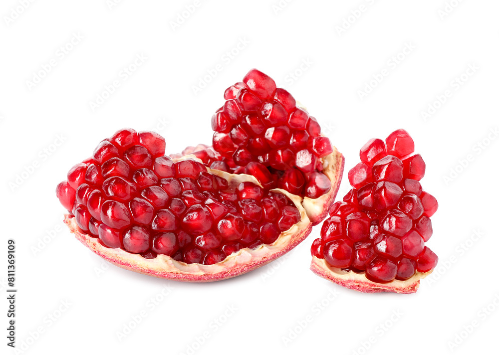 Piece of fresh pomegranate isolated on white Piece of fresh pomegranate isolated on white
