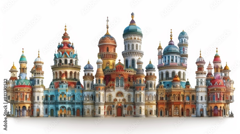 Fototapeta premium A large colorful castle is shown in this image, AI