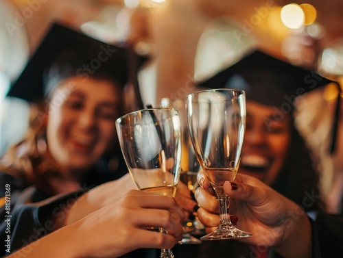 Graduates' Hands Clinking in Excitement: Celebrating a Promising Future
