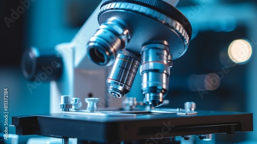 Wallpaper Mural Close-Up of a High-Precision Microscope in a Laboratory Setting, Showcasing Scientific Research and Analysis Equipment. Perfect for Studies in Biology, Chemistry, and Medical Research ,Medical concept Torontodigital.ca