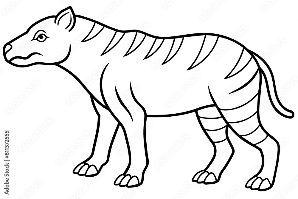 A cute dinosaur silhouette line art vector illustration A cute dinosaur silhouette line art vector illustration