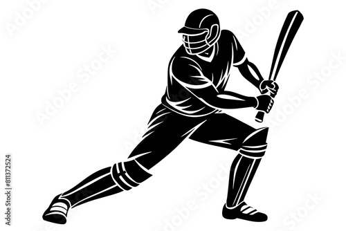  a cricket player in silhouette hits a bat vector illustration 