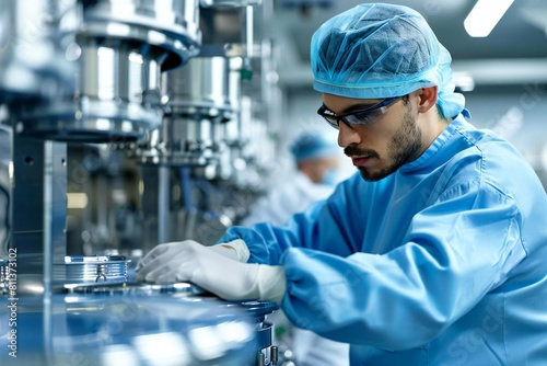 Skilled Industrial Technician Repairing Medical Equipment in Hygiene Factory