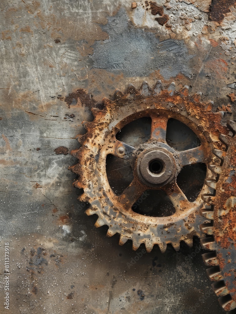 Worn Cogwheel's Tale: A Story of Industrial Endurance Against a Clean Surface Worn Cogwheel's Tale: A Story of Industrial Endurance Against a Clean Surface