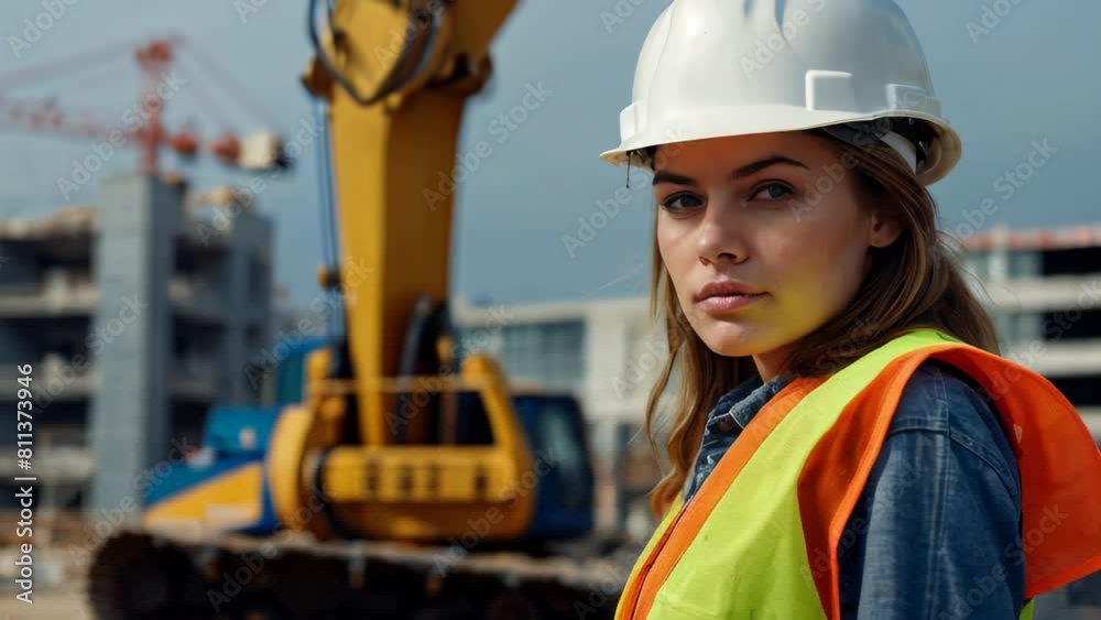 Young woman worker on the construction site Young woman worker on the construction site