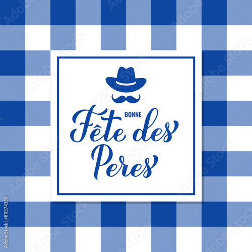 Happy Fathers Day card in French. Vector template for poster, banner, flyer,  invitation, etc.