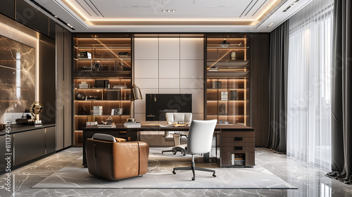 photo of a super modern homeoffice, office in private home