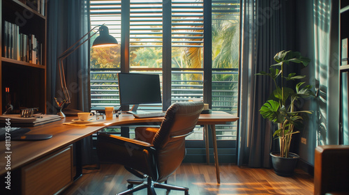 photo of a super modern homeoffice, office in private home