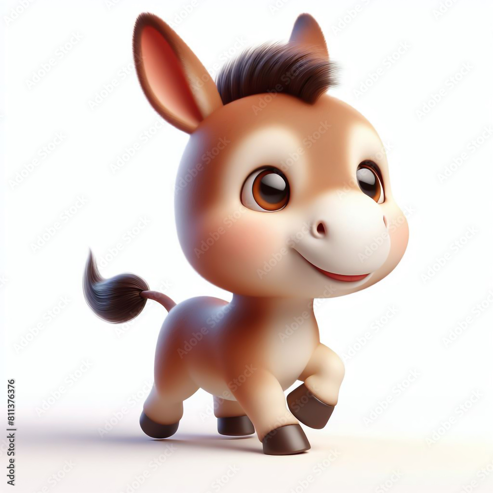 3D funny donkey cartoon on white background 3D funny donkey cartoon on white background