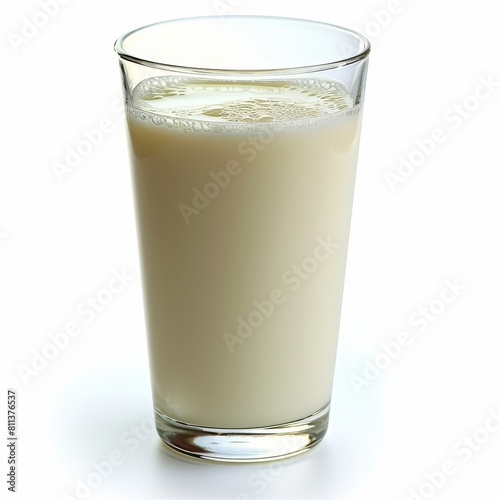Fresh milk in a glass on a white background. Healthy organic dairy drink for strong bones, packed with calcium, proteins, and vitamins. Natural non-pasteurized milk
