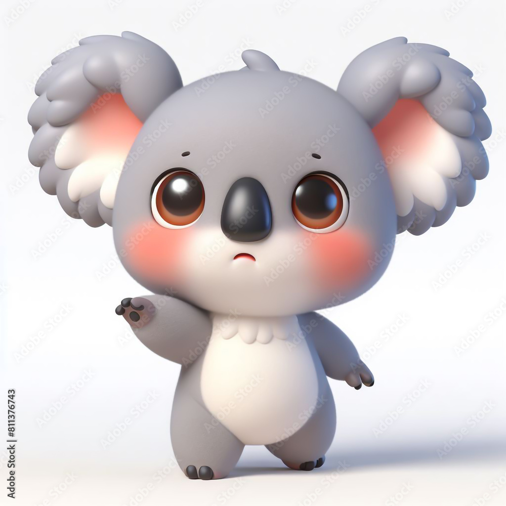 3D funny koala cartoon on white background 3D funny koala cartoon on white background