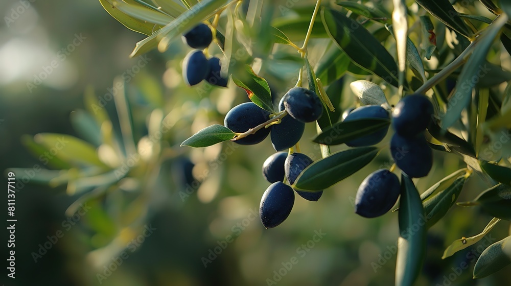 fruitful black olive branch background, beautiful nature , Generative Ai fruitful black olive branch background, beautiful nature , Generative Ai