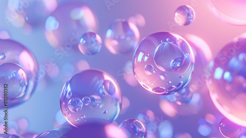 3d floating bubbles in a reflective pink gradient, abstract desktop wallpaper