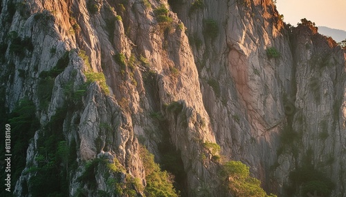 closeup view of the steep mountain texture and pattern