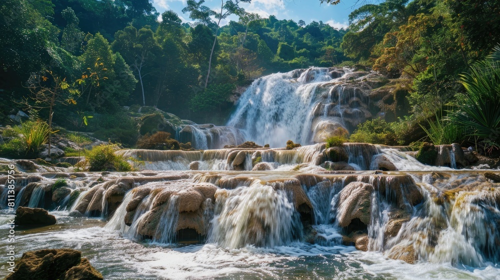 Obraz premium The enchanting waterfall nestled in Vietnam s Da Lat plateau has captivated many visitors with its wild beauty making it a top destination in Southeast Asia