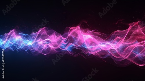 3d render  pink and blue sound waves on black background