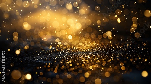 A beautiful gold bokeh effect on a black background