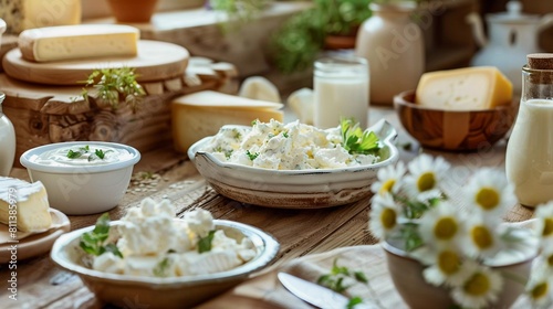 A Dairy Delight: A Rustic Tabletop Spread Showcases the Versatility of Milk