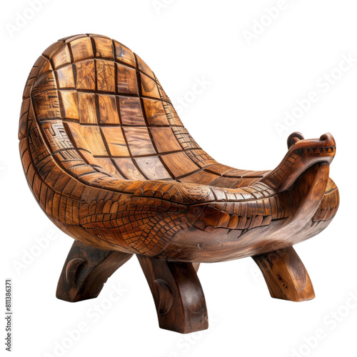 Handcrafted Wooden Armchair in Animal Design on Transparent Background. Studio product photography for design and print