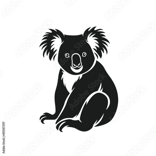 Cute koala animal silhouette vector cartoon illustration wildlife concept