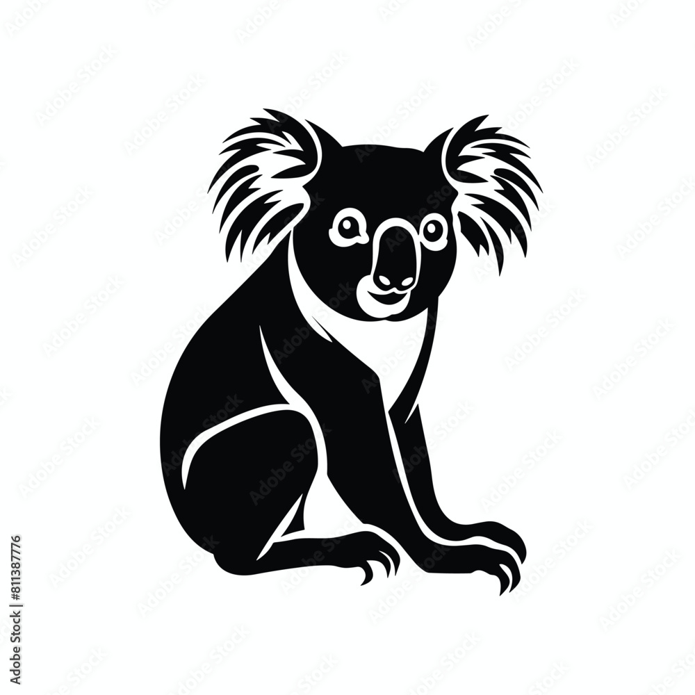 Obraz premium Cute koala animal silhouette vector cartoon illustration wildlife concept