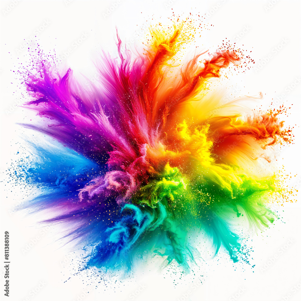 Obraz premium A vibrant explosion of color, with each burst of color appearing as a different hue, creating a dynamic and eye-catching display.