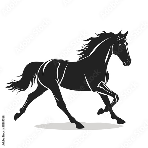 Horse running black silhouette vector illustration design © umut hasanoglu