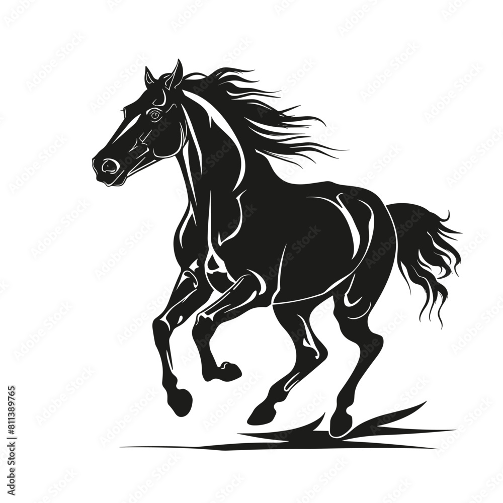 Horse running black silhouette vector illustration design