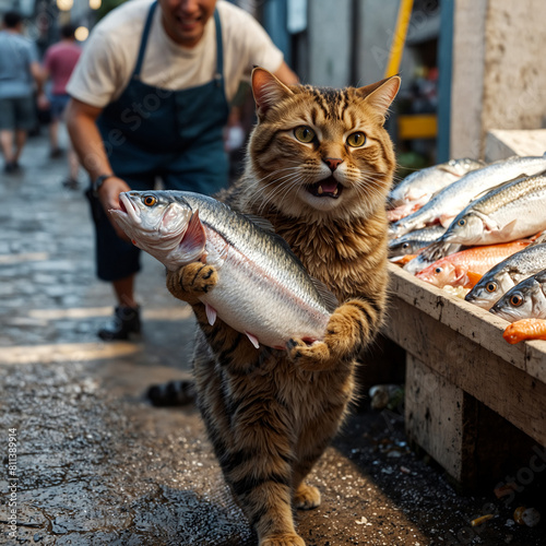 A Cat Stealing Fish.