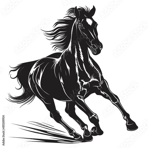 Horse running black silhouette vector illustration design