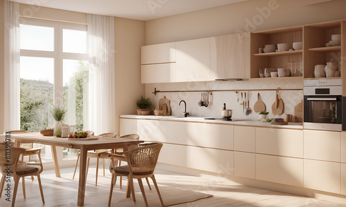 Eco-Chic Kitchen Design: Modern Minimalist Interiors with Tree Plants