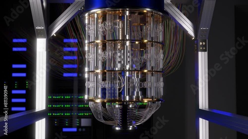 3d rendered animation of a quantum computer in a lab. photo