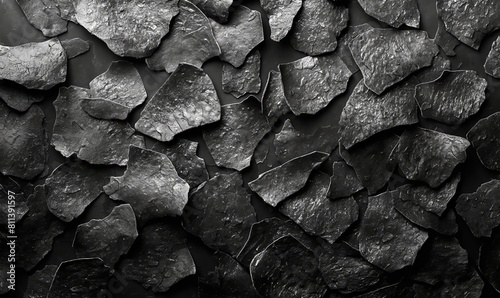 Monochrome Texture of Overlapping Stone Chips. photo