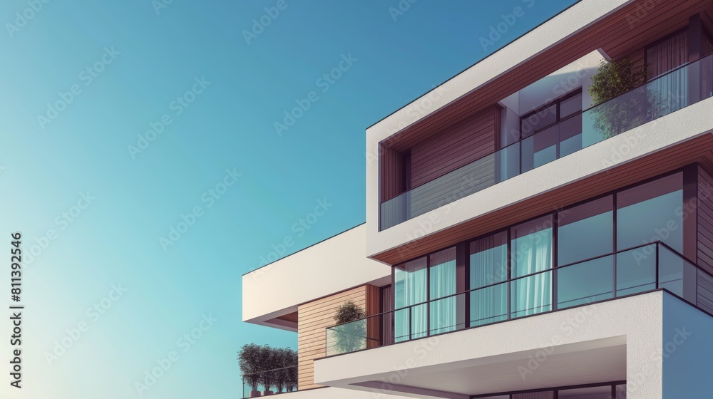 Modern House with Wooden Accents and Balcony Modern House with Wooden Accents and Balcony