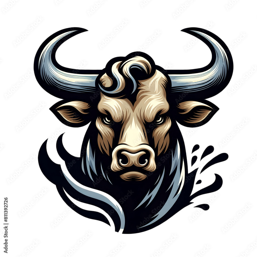 Fototapeta premium Bull Head Vector Illustration Transparent background 