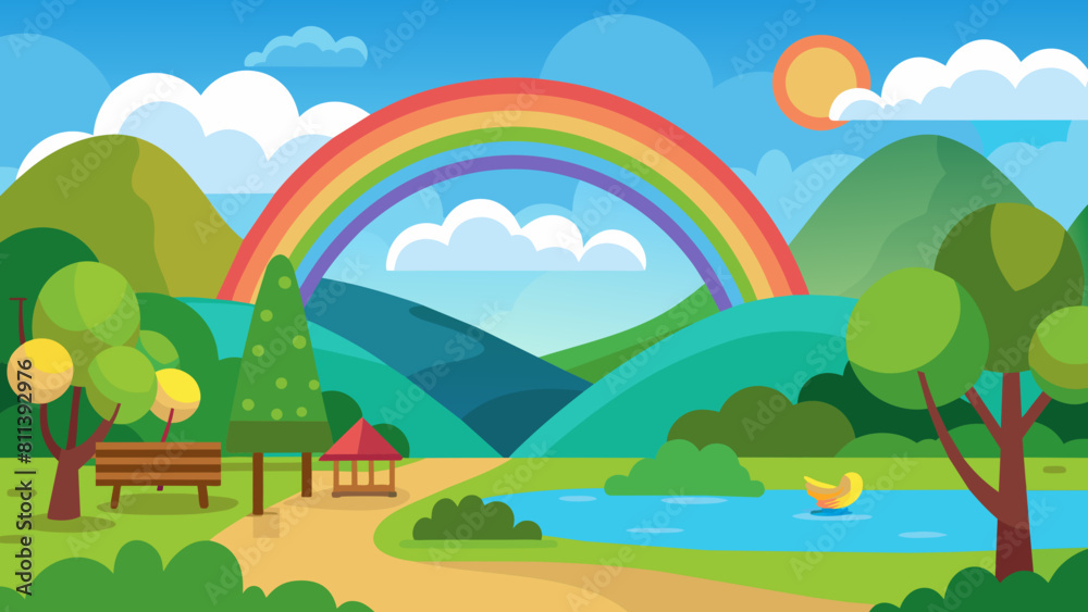 Rainbow cartoon vector illustration