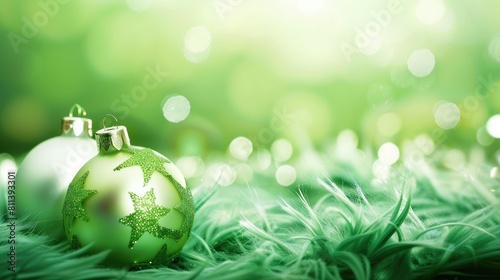Festive Christmas Background with Green and White Space