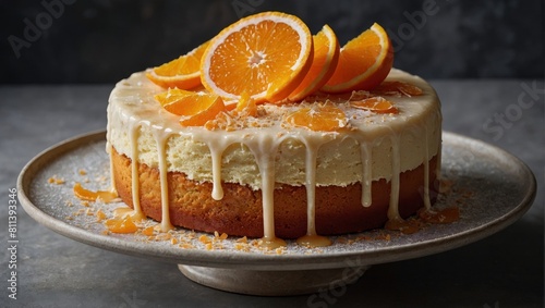 Orange cake with orange slices