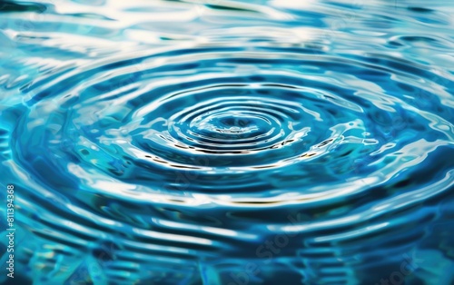 Soft blue water ripples forming concentric circles